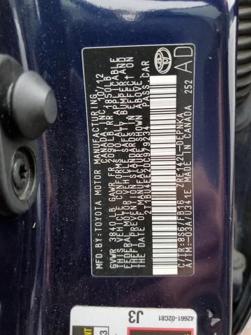 2T1BU4EE2DC979234 - 2013 TOYOTA COROLLA BASE BLUE photo 12