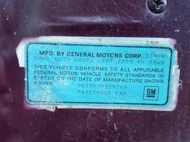 2G37E5P159268 - 1975 PONTIAC GRAND PRIX  photo 10