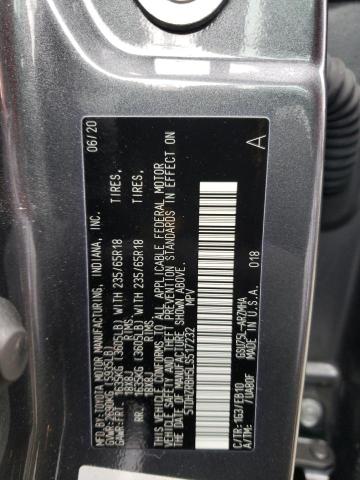 5TDHZRBH5LS517232 - 2020 TOYOTA HIGHLANDER XLE ნაცრისფერი ფოტო 14