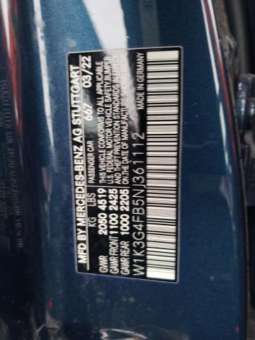 W1K3G4FB5NJ361112 - 2022 MERCEDES-BENZ A 220 4MATIC BLUE photo 12