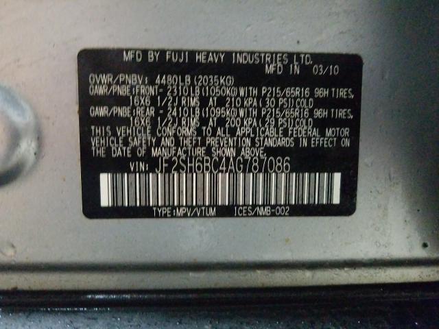 JF2SH6BC4AG787086 - 2010 SUBARU FORESTER XS  foto 10
