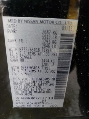 5N1AR2MN3DC653739 - 2013 NISSAN PATHFINDER S შავი ფოტო 13