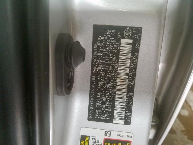 2T1BU4EE9AC299861 - 2010 TOYOTA COROLLA BASE  photo 10