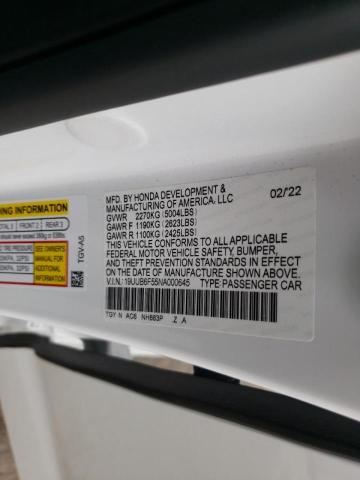 19UUB6F55NA000645 - 2022 ACURA TLX TECH A WHITE photo 12