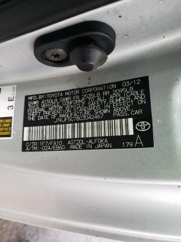 JTKJF5C78C3042467 - 2012 TOYOTA SCION TC ვერცხლისფერი ფოტო 12