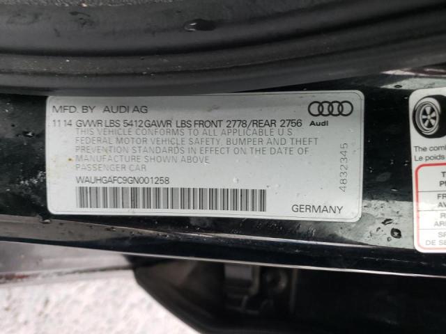 WAUHGAFC9GN001258 - 2016 AUDI A6 PRESTIGE შავი ფოტო 12