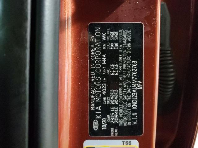 KNDJ23AU4M7762763 - 2021 KIA SOUL LX ORANGE photo 12