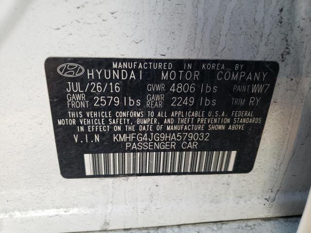 KMHFG4JG9HA579032 - 2017 HYUNDAI AZERA WHITE photo 12