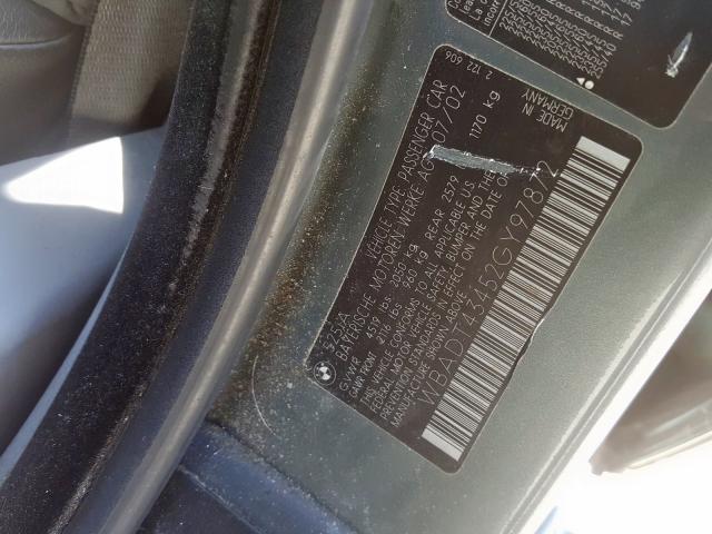WBADT43452GY97872 - 2002 BMW 525 I AUTOMATIC  photo 10