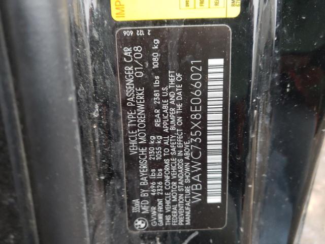 WBAWC735X8E066021 - 2008 BMW 335 XI BLACK photo 12