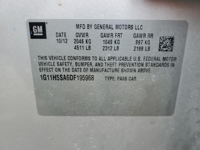 1G11H5SA6DF195968 - 2013 CHEVROLET MALIBU LTZ 银色 照片 12