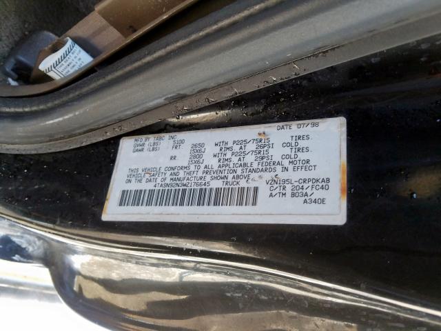 4TASN92N3WZ176645 - 1998 TOYOTA TACOMA XTRACAB PRERUNNER  ფოტო 10