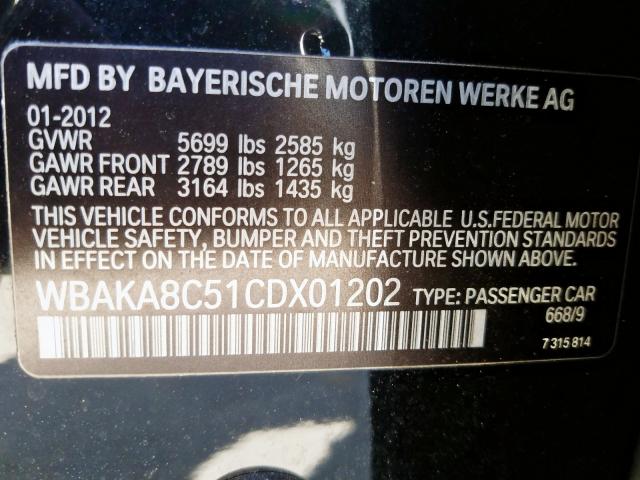WBAKA8C51CDX01202 - 2012 BMW 750 I  photo 10