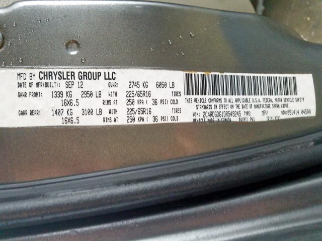 2C4RDGDG1DR549245 - 2013 DODGE GRAND CARAVAN CREW  photo 10