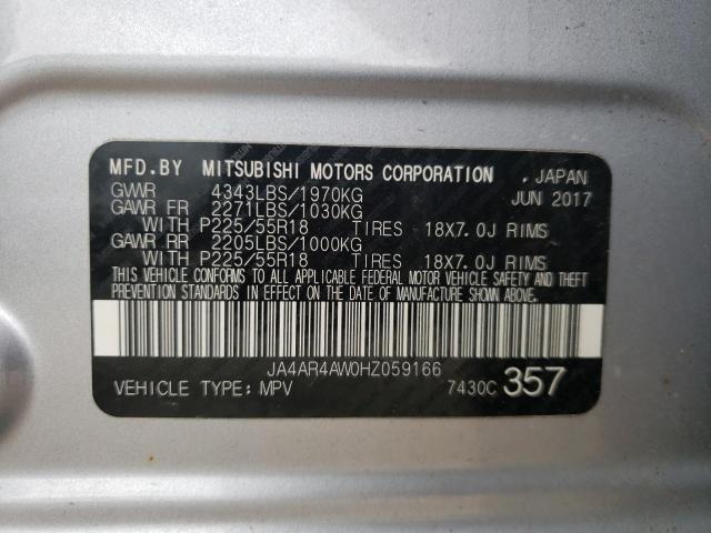 JA4AR4AW0HZ059166 - 2017 MITSUBISHI OUTLANDER SEL SILVER photo 13