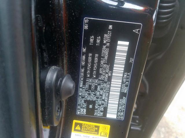 5TDJKRFH4FS179813 - 2015 TOYOTA HIGHLANDER XLE  ფოტო 10