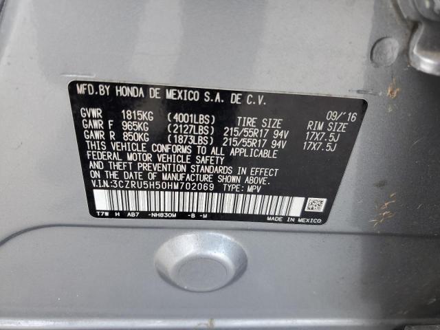 3CZRU5H50HM702069 - 2017 HONDA HR-V EX SILVER photo 13