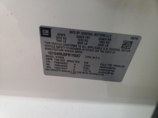 1GYS4HKJ8FR176567 - 2015 CADILLAC ESCALADE ESV LUXURY WHITE photo 12