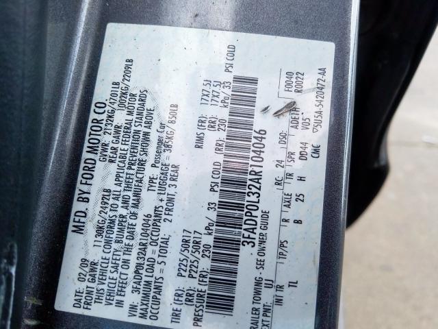 3FADP0L32AR104046 - 2010 FORD FUSION HYBRID  photo 10