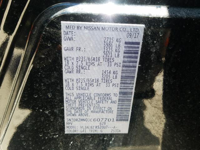 5N1DR2MN0JC607701 - 2018 NISSAN PATHFINDER S  照片 10