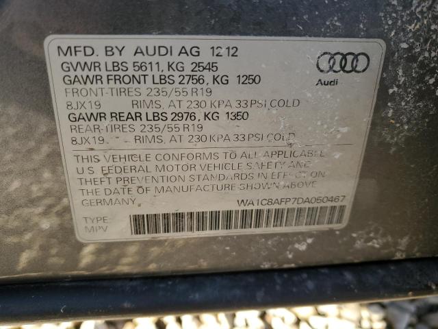 WA1C8AFP7DA050467 - 2013 AUDI Q5 CHARCOAL photo 12