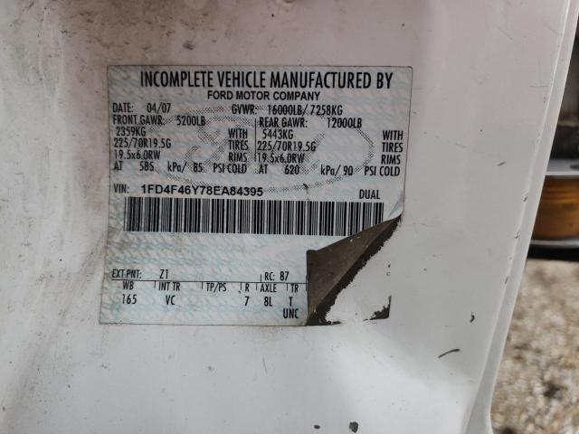 1FD4F46Y78EA84395 - 2008 FORD F450 SUPER DUTY WHITE photo 12