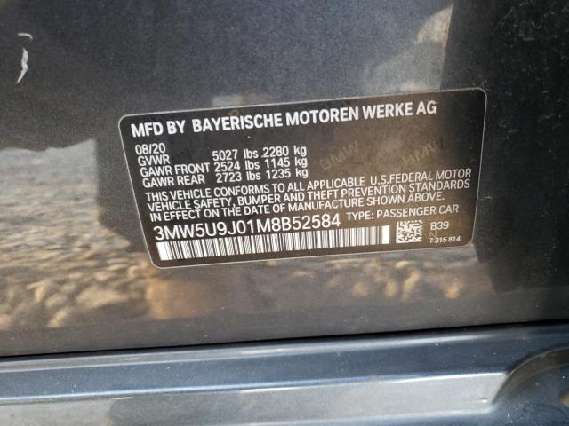 3MW5U9J01M8B52584 - 2021 BMW M340I GRAY photo 12