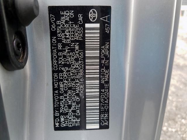 JTKDE167880237661 - 2008 TOYOTA SCION TC  ფოტო 10