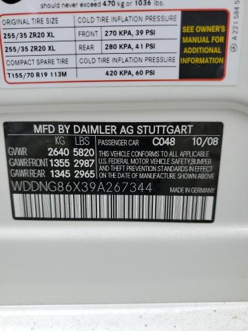 WDDNG86X39A267344 - 2009 MERCEDES-BENZ S 550 4MATIC WHITE photo 12