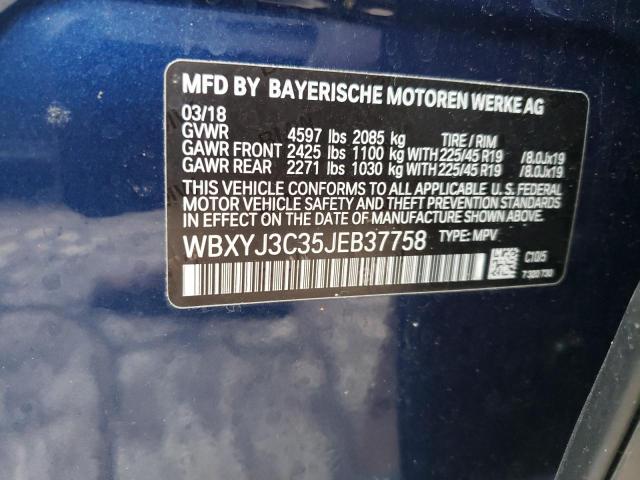 WBXYJ3C35JEB37758 - 2018 BMW X2 SDRIVE28I BLUE photo 12