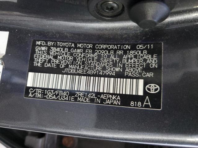 JTDBU4EE4B9147994 - 2011 TOYOTA COROLLA BASE GRAY photo 13