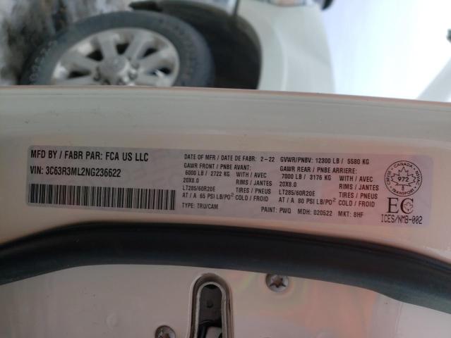 3C63R3ML2NG236622 - 2022 RAM 3500 LARAMIE WHITE photo 12