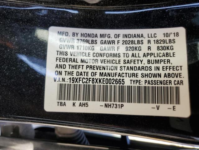 19XFC2F8XKE002665 - 2019 HONDA CIVIC SPOR BLACK photo 12