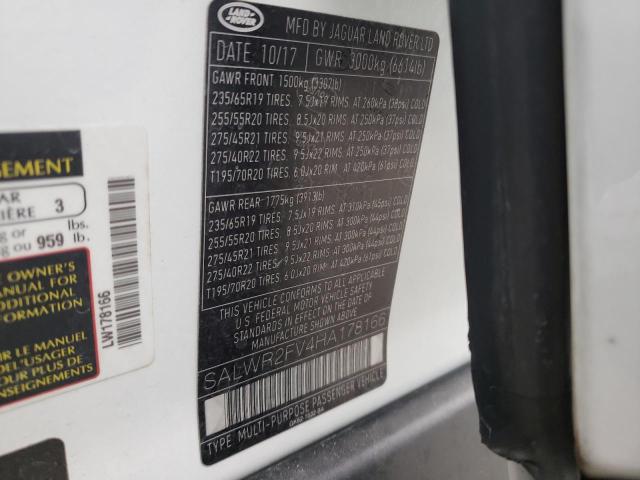 SALWR2FV4HA178166 - 2017 LAND ROVER RANGE ROVE HSE WHITE photo 13