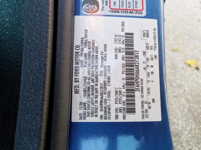 3FAHP0HA6AR273852 - 2010 FORD FUSION SE  photo 10