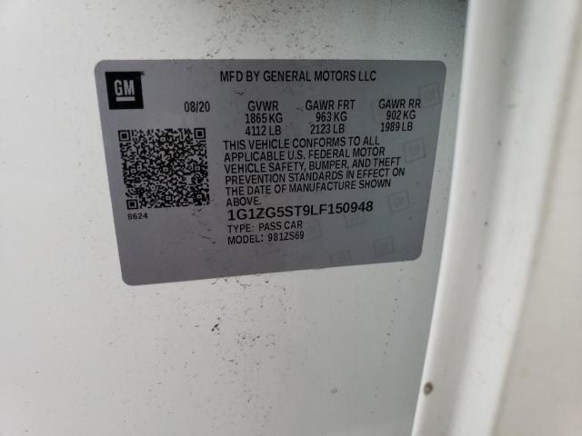 1G1ZG5ST9LF150948 - 2020 CHEVROLET MALIBU RS Weiß Foto 12