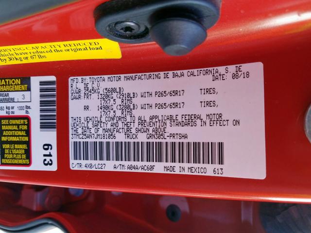 3TMCZ5AN7JM181056 - 2018 TOYOTA TACOMA DOUBLE CAB  фото 10