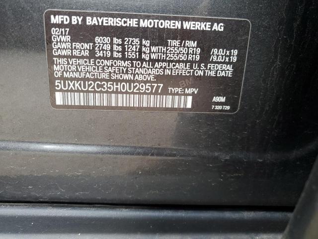 5UXKU2C35H0U29577 - 2017 BMW X6 XDRIVE35I CHARCOAL photo 13