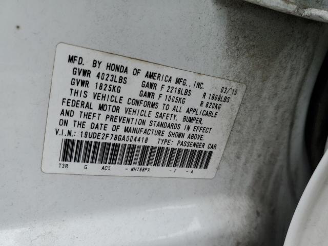 19UDE2F78GA004418 - 2016 ACURA ILX PREMIUM TECH WHITE photo 12