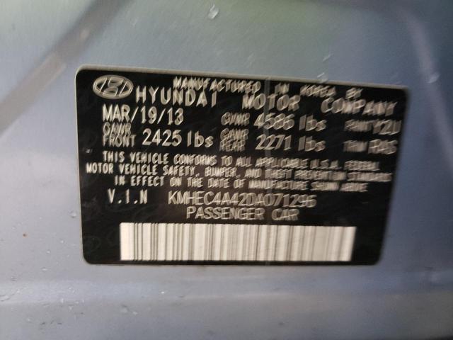 KMHEC4A42DA071296 - 2013 HYUNDAI SONATA HYBRID TEAL photo 12