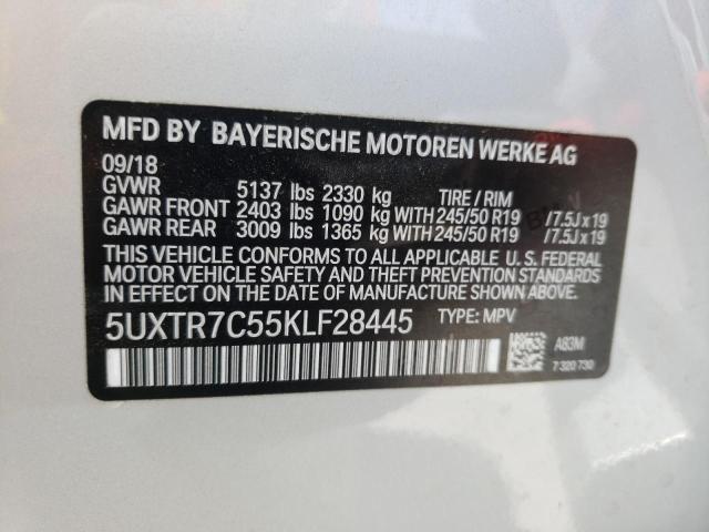 5UXTR7C55KLF28445 - 2019 BMW X3 SDRIVE30I SILVER photo 10