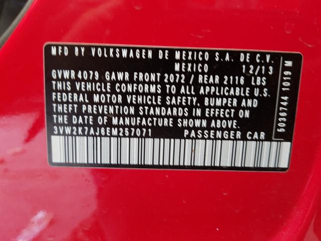 3VW2K7AJ6EM257071 - 2014 VOLKSWAGEN JETTA BASE  照片 10