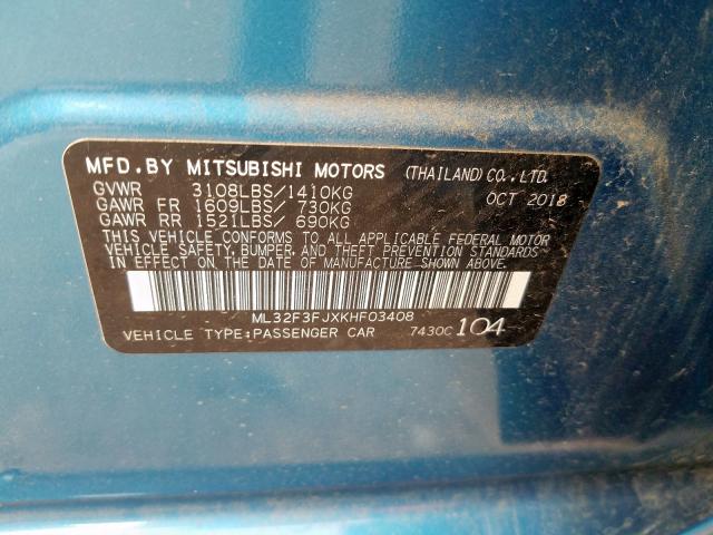 ML32F3FJXKHF03408 - 2019 MITSUBISHI MIRAGE G4 ES  foto 10