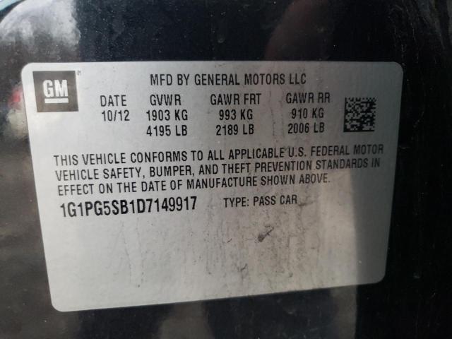 1G1PG5SB1D7149917 - 2013 CHEVROLET CRUZE LTZ BLACK photo 12