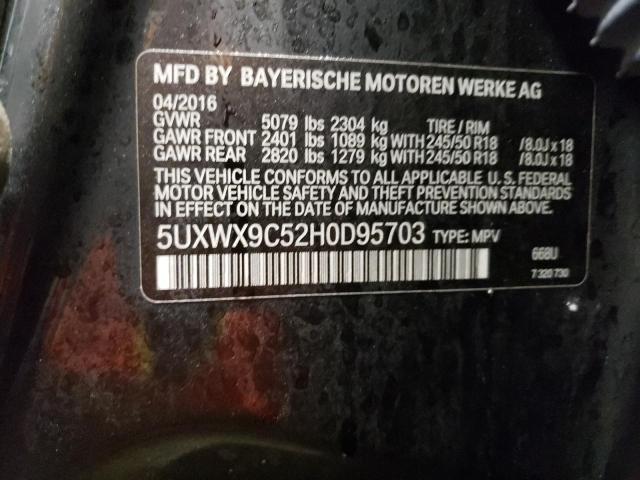 5UXWX9C52H0D95703 - 2017 BMW X3 XDRIVE28I BLACK photo 12