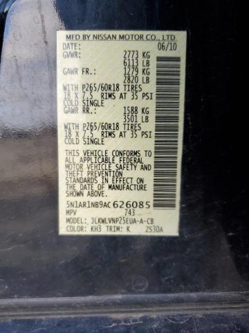 5N1AR1NB9AC626085 - 2010 NISSAN PATHFINDER S BLACK photo 12