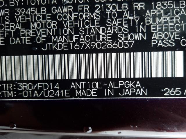 JTKDE167X90286037 - 2009 TOYOTA SCION TC  照片 10
