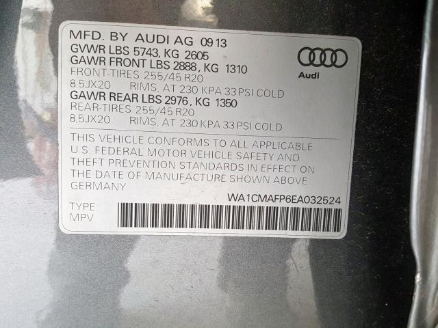 WA1CMAFP6EA032524 - 2014 AUDI Q5 TDI PREMIUM PLUS  photo 10