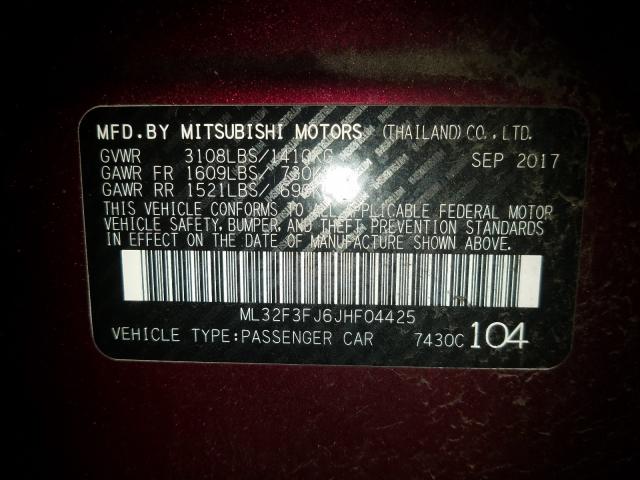 ML32F3FJ6JHF04425 - 2018 MITSUBISHI MIRAGE G4 ES  foto 10