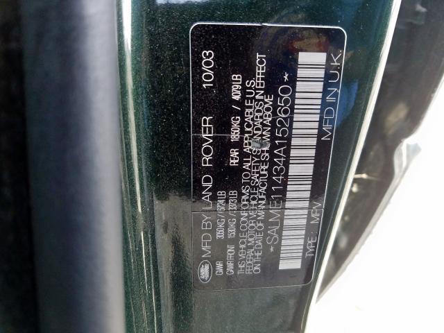 SALME11434A152650 - 2004 LAND ROVER RANGE ROVER HSE  photo 10